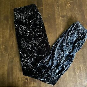 Bear‎ Dance Pants Womens M Black Velvet Star Astrology Whimsigoth Loungewear